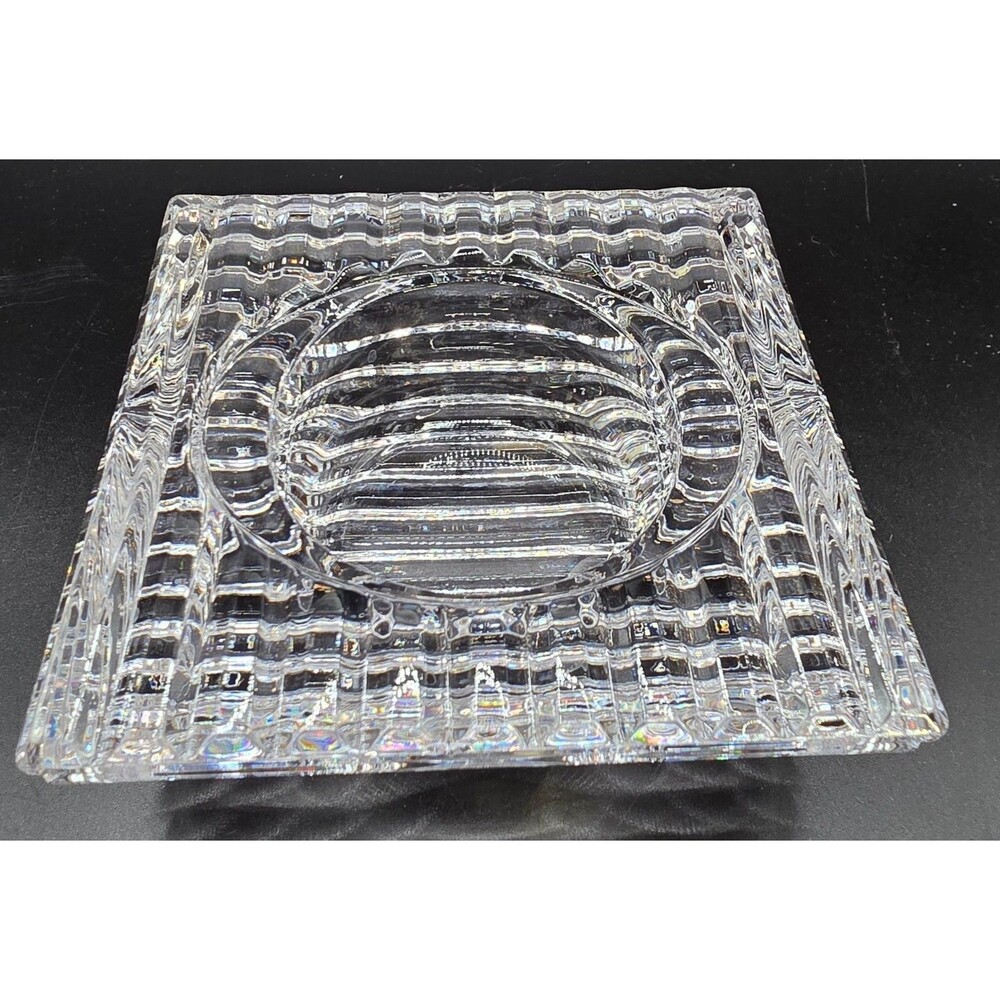 Mikasa Crystal Square Votive Candle Holder Heavy Clear Glass Original Label